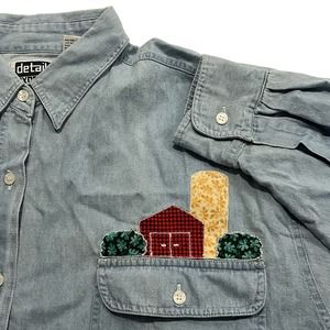 Vintage Details Express Women Size 20‎ Farm Life Country Denim Button Up Shirt